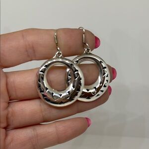 Silver Hoop Earrings, with French hook